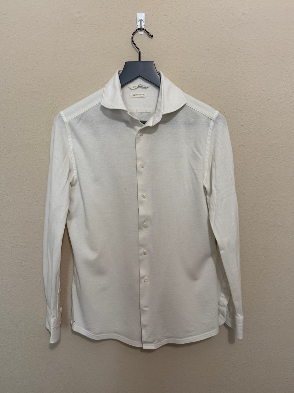 Suitsupply Off White Spread-Collar Dress Shirt Cotton Size M
